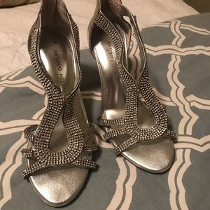 Antonio Melani Silver Glitter Heels- Worn